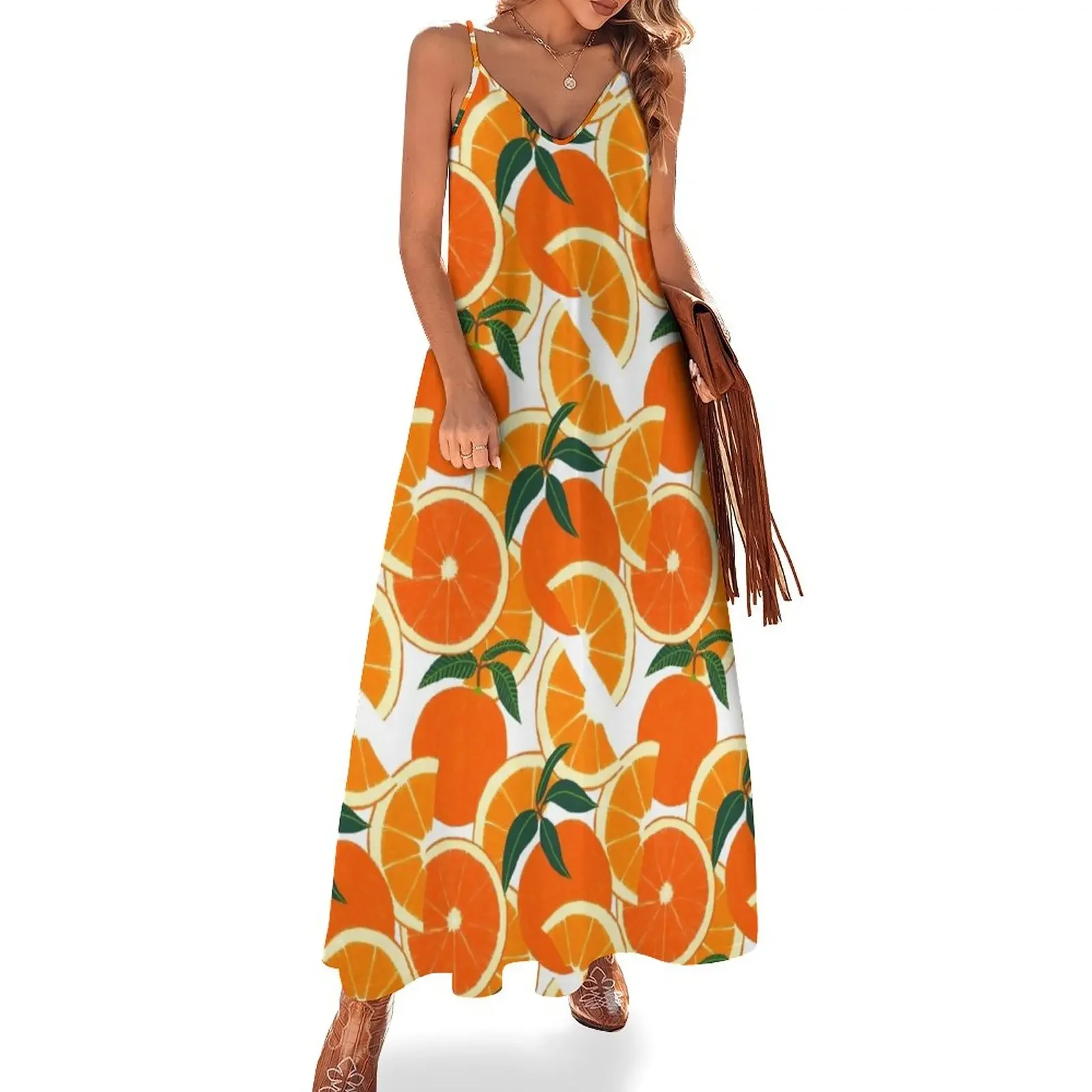 Orange Harvest - Witte mouwloze jurk jurk festivaloutfit dames