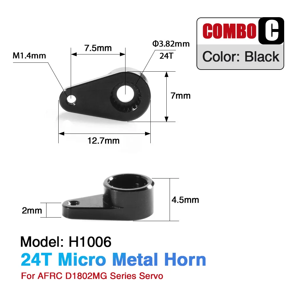 25T Mikro-Metall-Hornarme aus Aluminiumlegierung, DIY-Montage-Upgrade für AFRC D2114 D1338 D2307 D1410 D1802MG-Serien-Servos – Detail 4