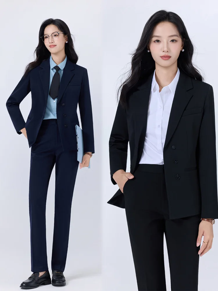 Gray Blazer for Women2025New Korean-style formal interview attire, long-sleeved business suit for petite individuals