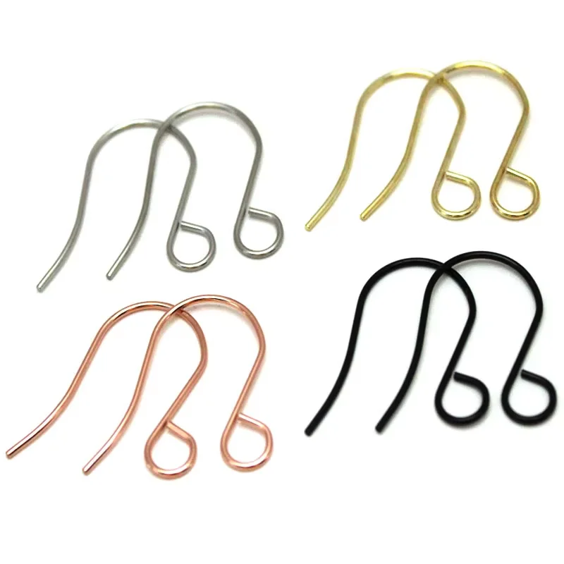 50Pcs Stainless Steel Earrings Components Findings Allergy High Quality Earring Gold Plated Hooks Ear Wire Clasp DIY Jewelry