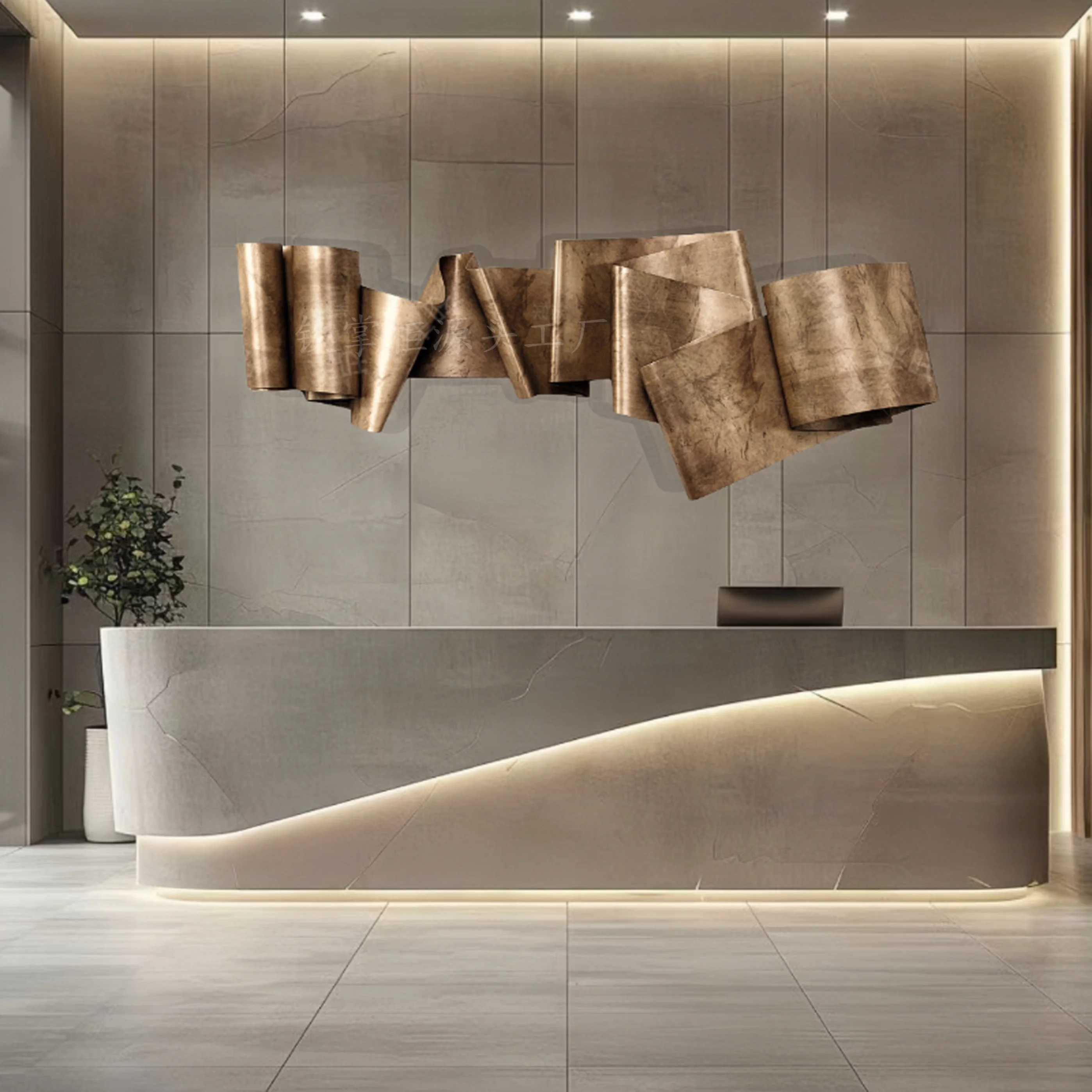 

Three-dimensional wall hanging hotel lobby club background wall decoration pendant old art metal wall decoration