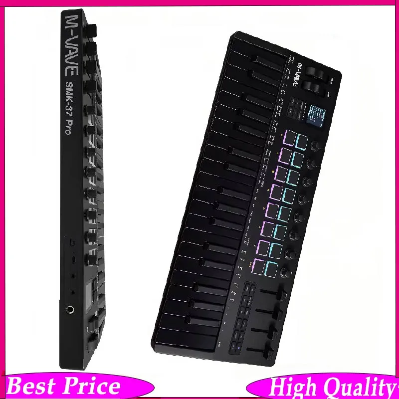 M-VAVE SMK-37 37-Key MIDI Controller Keyboard With 16 RGB Pads 8 Knobs Built-in Synthesizer Portable Keyboard MIDI Controller