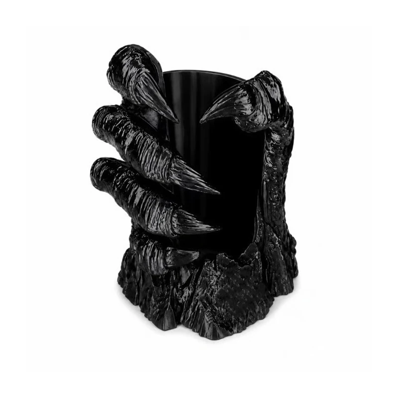 Dark Fantasy Cup Rest for Desk Use, Black Beverage Stand with Center Slot, Creature Drink Station for Study Table and D2RD