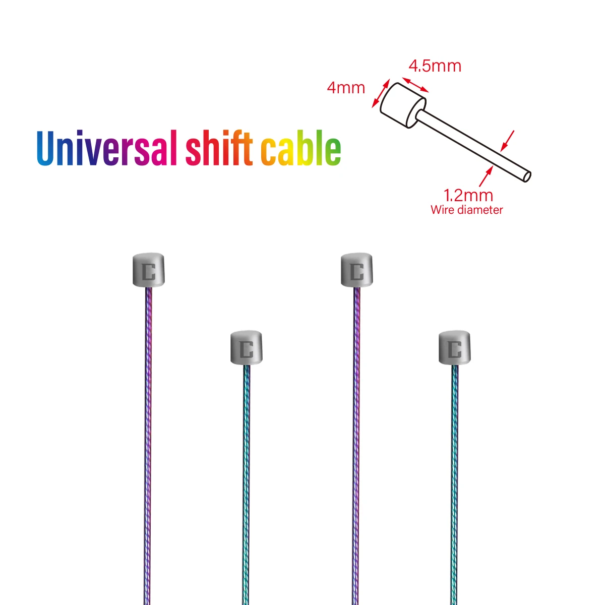 Bindkabel voor fietsderailleur, Rainbow Shift-versnelling, binnenlijn met einddop, MTB-racefiets, 1 stuk