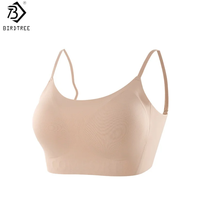 

Бюстгальтер Birdtree, однотонный, из смесового шелка, женский бралетт с полной чашкой и U-образной спинкой, бесшовный базовый бюстгальтер, новинка лета 2026 A64612JF