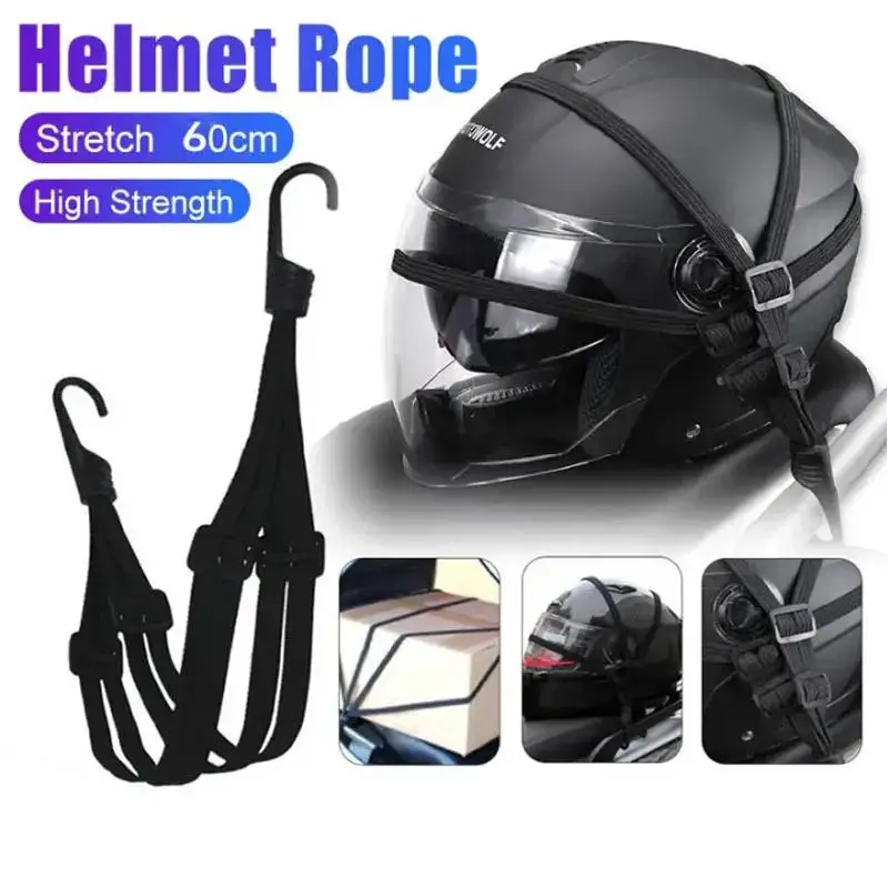 Motorcycles Helmet Rope 2 Hooks Luggage Elastic Retractable Strength Fixed Strap 65cm Length Motobike Accessories