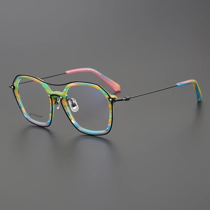

2025 new handmade design ultra-light plate glasses frame large frame retro glasses frame can be equipped with myopia anti-blue