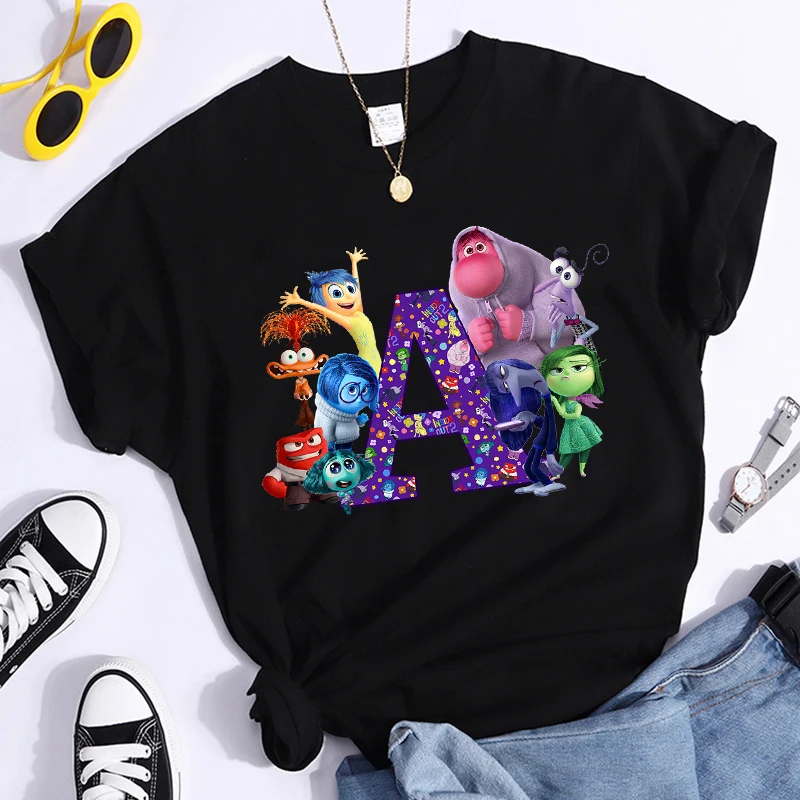 Disney Inside Out 2 Woman Zomer Katoenen T-Shirt Man Korte Mouw Kleding Volwassen Anime Casual Kleding Mode Bedrukt Tops 2024