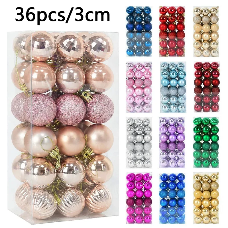 36pcs Christmas Balls Christmas Tree Ornaments Ball Xmas Hanging Tree Pendants Home Party Decor 2024 New Year Gift Noel Navidad