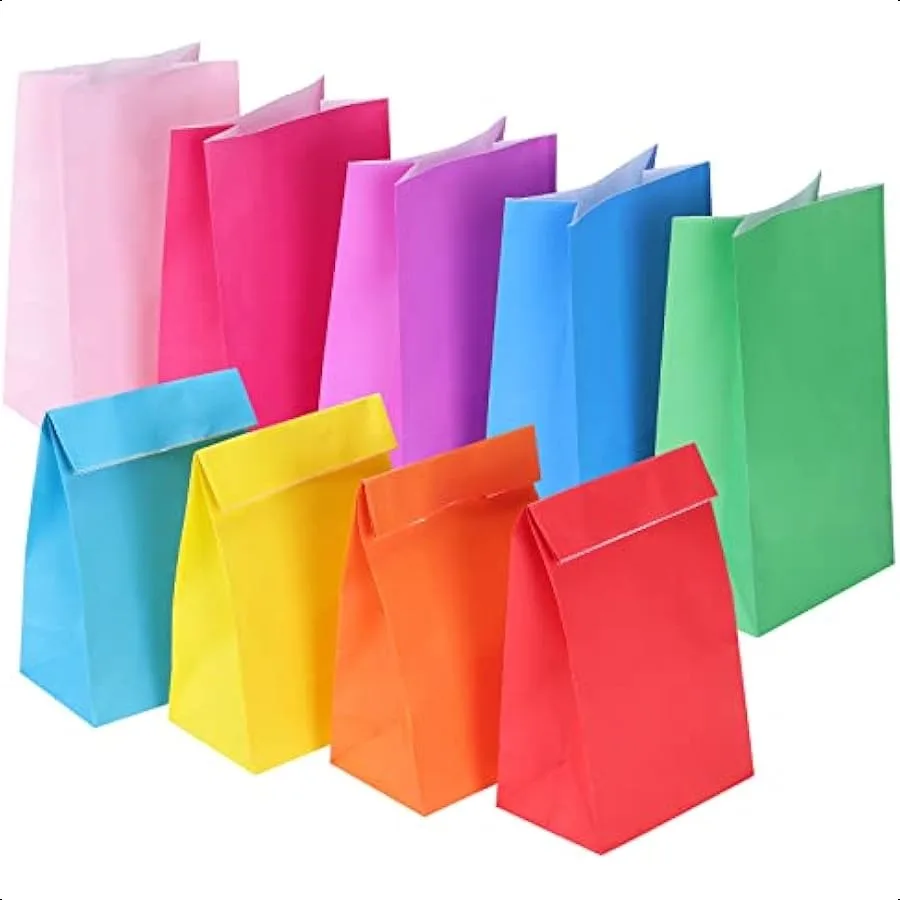 

36pcs Paper Party Favor Bags 9 Colors Small Gift Bags 9.2 x 5.2 x 3.2 Wrapped Mini Goodie Bags for Birthdays Baby Showers Craft