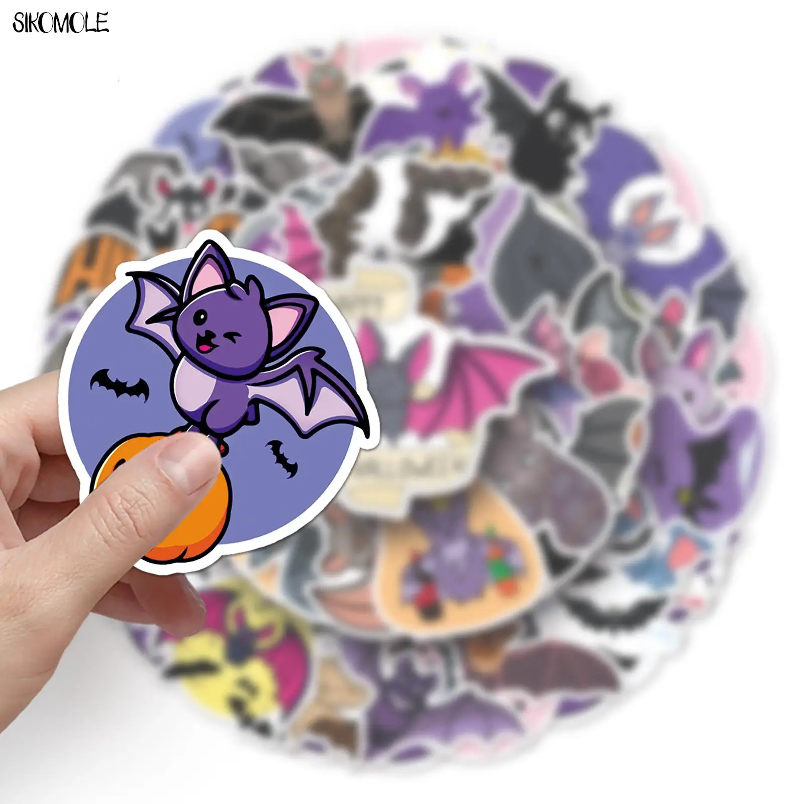 10/30/50pcs Cute Halloween Bat Stickers animali fai da te auto Laptop valigia Skateboard chitarra Cartoon Graffiti Sticker giocattoli regalo per bambini