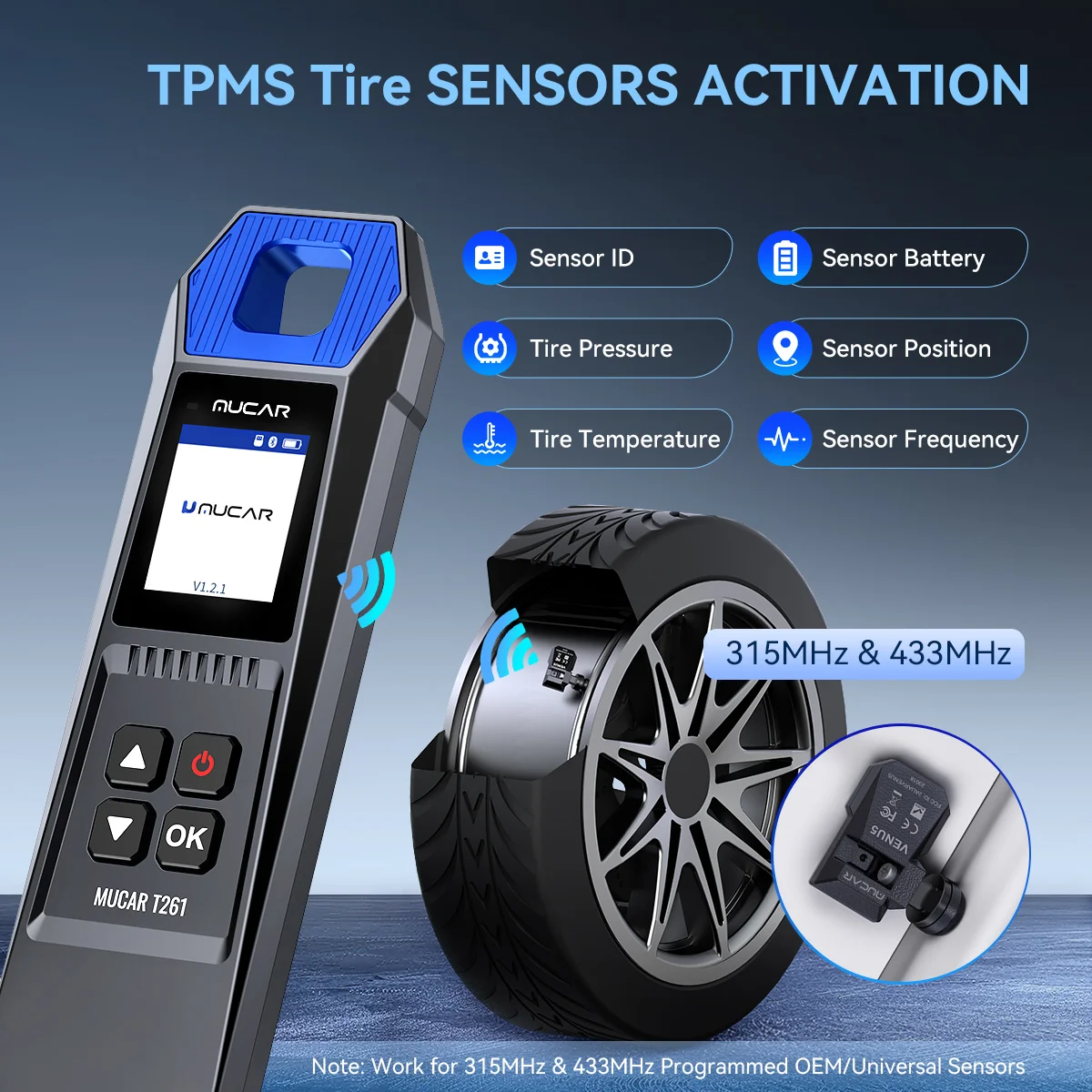 Alat Diagnostik Tekanan Ban Mobil MUCAR T261 TPMS, Aktivator Sensor TPMS Otomotif, Pembelajaran Pemrograman