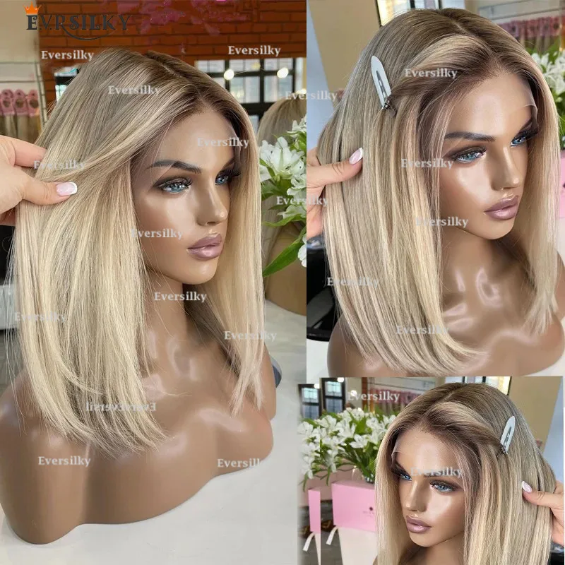 Glueless woman's wig light brown Straight hair comfortable 100% human hair easy to wear beginner transparent HD full lace wig