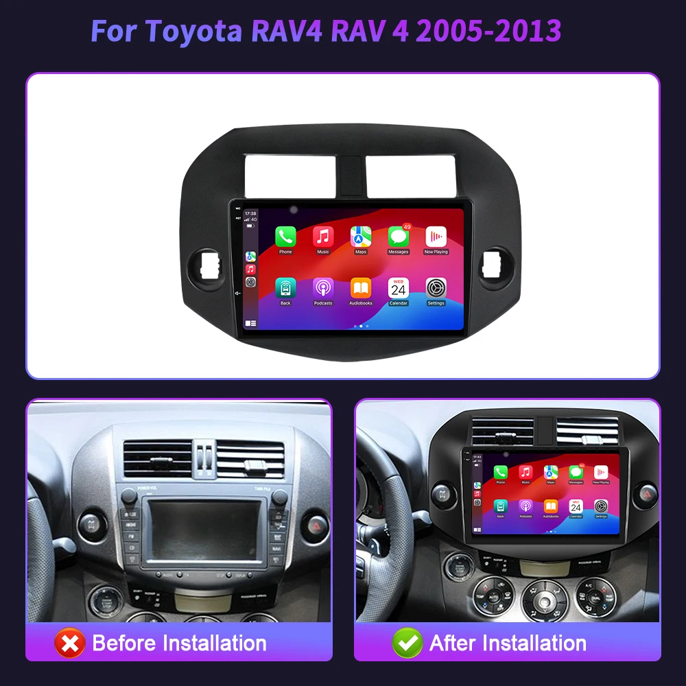 10 inch Car Radio For Toyota RAV4 RAV 4 2005-2013 BT Carplay Android 16 Multimedia Navigation Head Unit 2K QLED Screen