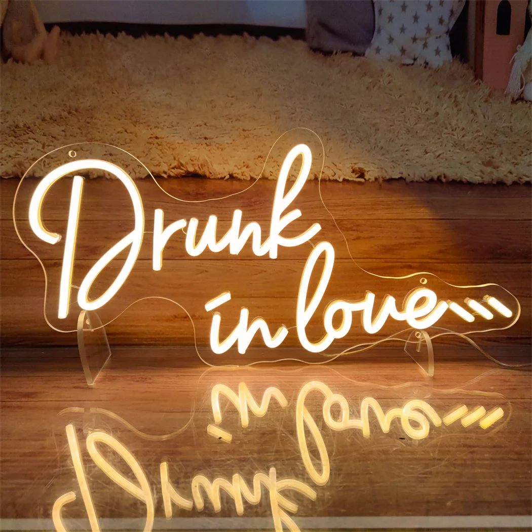 

Drunk In Love Neon Sign Warm White LED Letter Neon Light USB Powered Love Wall Sign Neon Light For Bedroom Club Wedding Decor