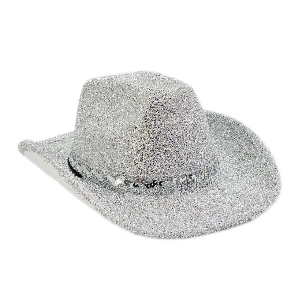 Cool Sequin Bowler Hat Glitter Shimmering Western Cowboy Hat Fedoras Hat Jazz Hat Cowgirl Hat Prom