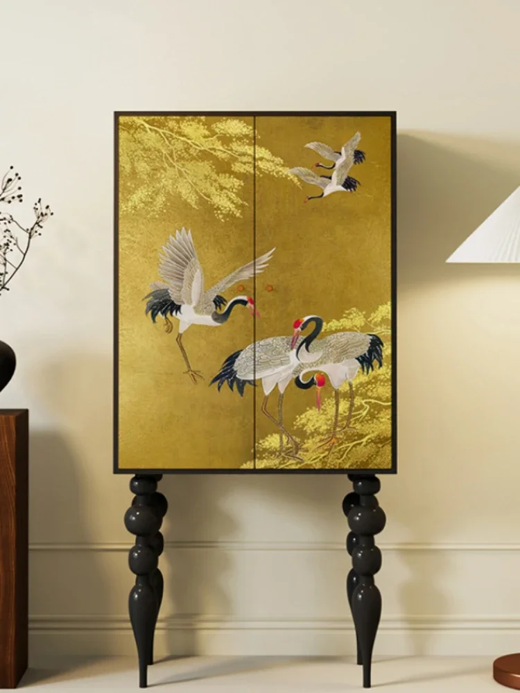 Chinese Style Golden Crane Living Room TV Side Aisle Curio Balcony Room