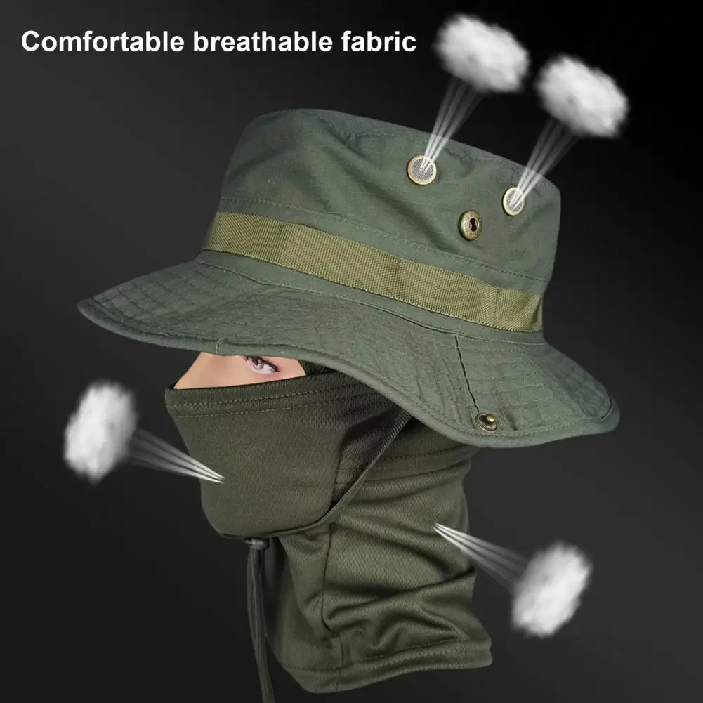 Ventilated Hiking Hat Outdoor Sun Protection Set Neck Gaiter Face Visor Boonie Hat for Fishing Hiking Camping Hiking Hat