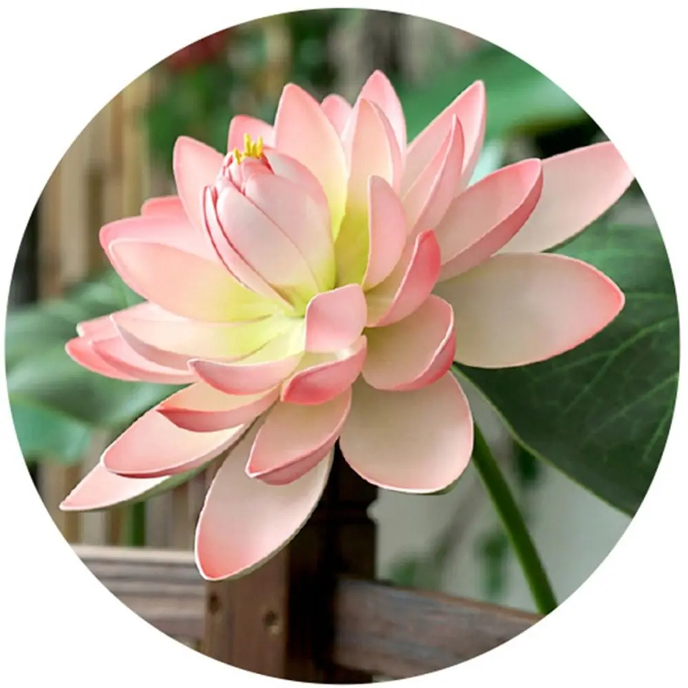 Artistic Landscape Artificial Flower Long Stem EVA Simulated Lotus Flower DIY Decoration with Rod Lotus Leaf Wedding Decoration