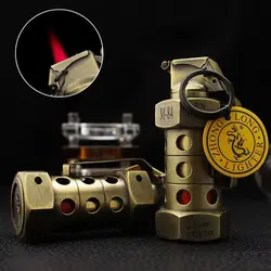 Grenade Shaped Direct Charge Lighter Keychain Pendant Inflatable Windproof Cigarette Lighter