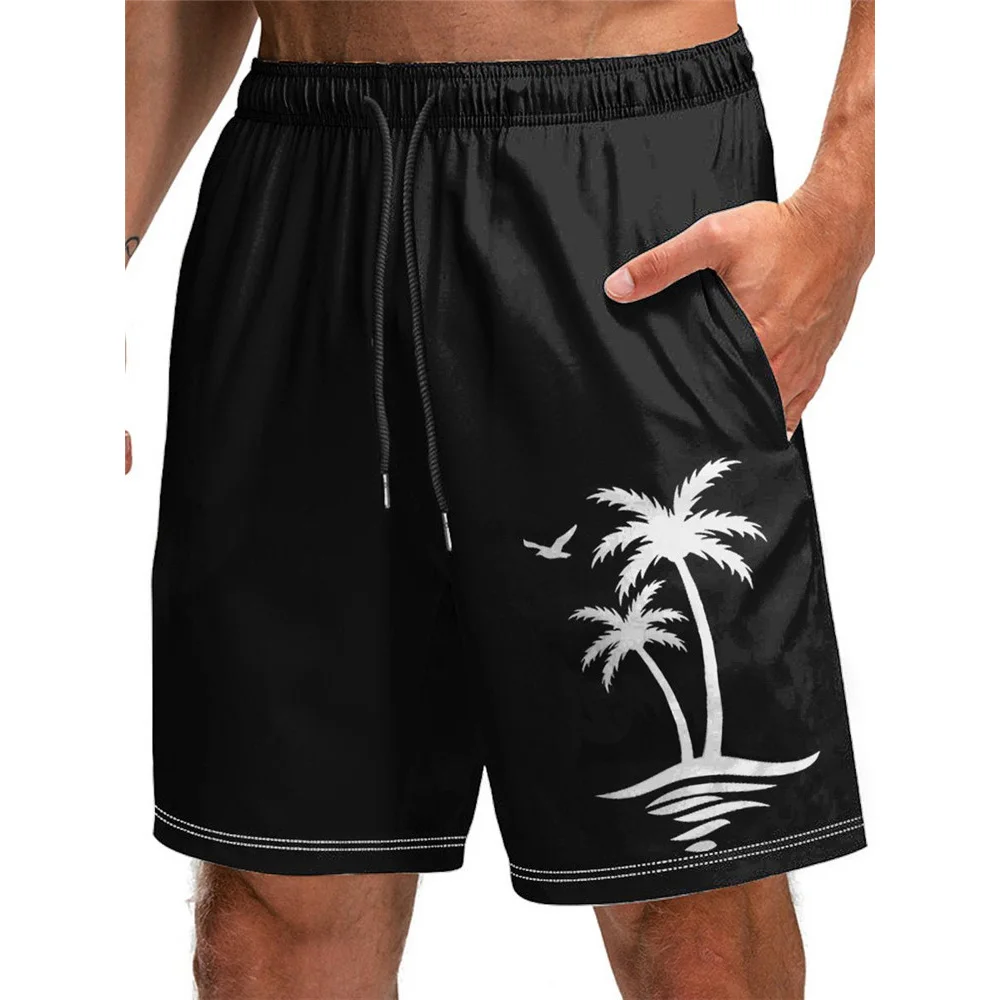 HXFashion Men\'s Shorts Hawaii Bohemia Skull Leaf Floral 3D Printed Board Shorts Polyester Casual Pockets Pants Sportswear