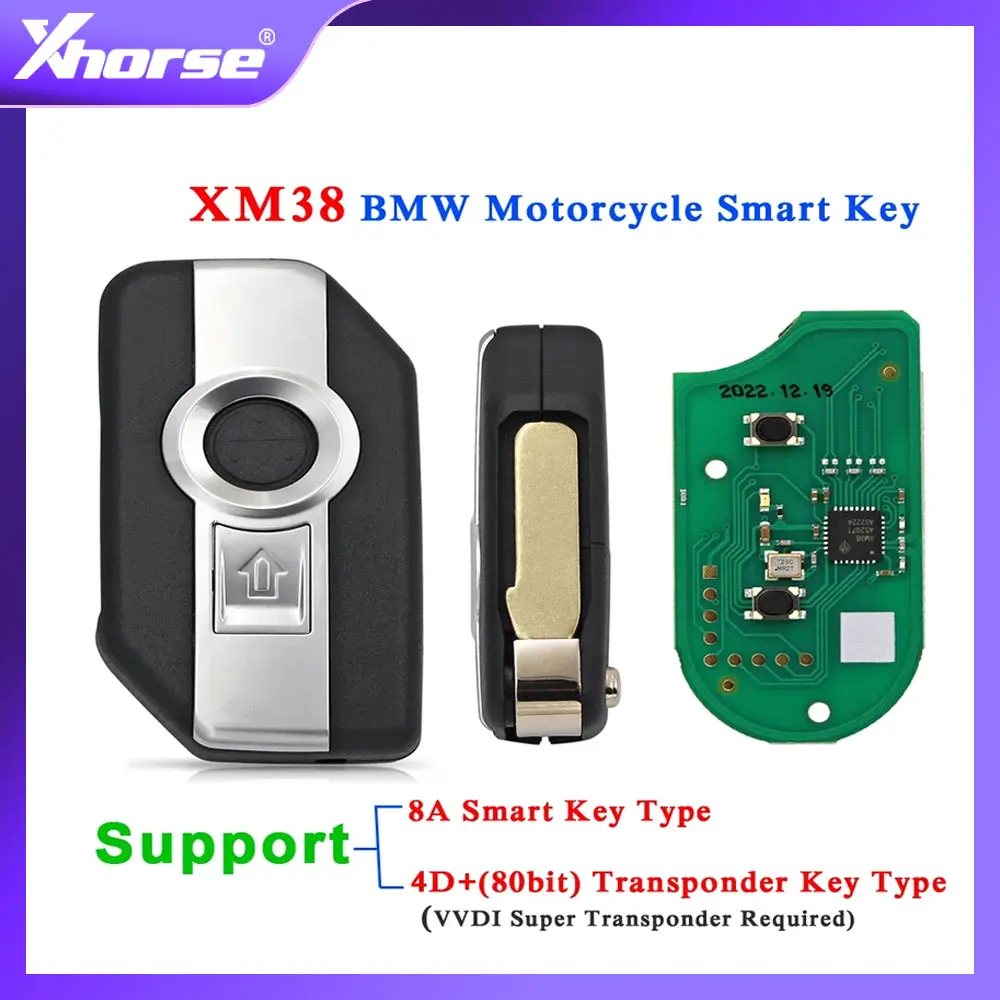 

Xhorse VVDI XM38 Smart Key XSBM90GL Support 8A Smart Key & 4D 80bit Transponder Key type for BMW Motorcycle