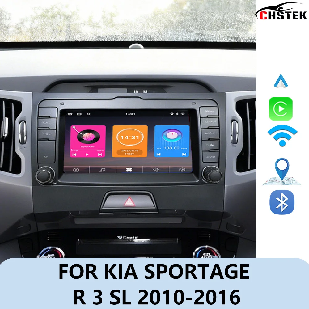Радиоприемник CHSTEK с беспроводным Carplay для Kia Sportage R 3 SL 2010 2011 2012-2015 2016, автомобильный мультимедийный проигрыватель Android с Wi-Fi, Bluetooth и GPS