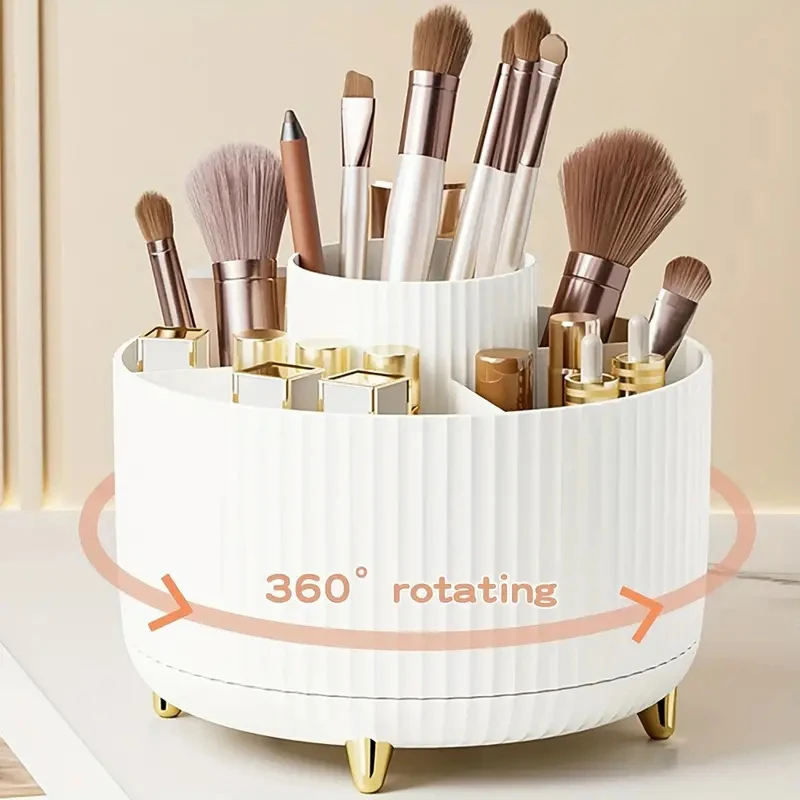 

5 Slot 360° Rotating Makeup Brush Holder Organizer Makeup Brushes Desktop Storage Organizers for Vanity Desktop Bathroom Office