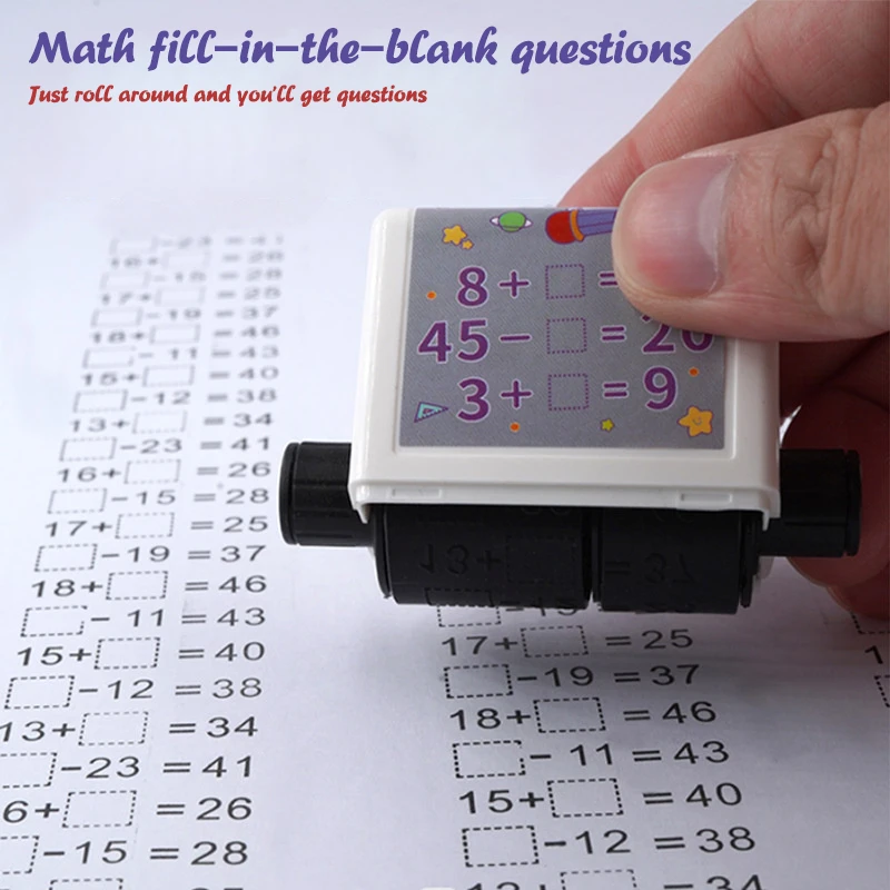 Lehr stempel 2 in 1 Füllen Sie den wieder verwendbaren Mathe-Rollenstempel-Design-Digital stempel der leeren Walze innerhalb von Mathematik übungen