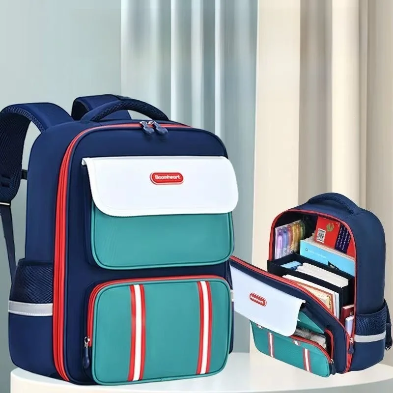 New British Style Elementary School Student Backpack Accordion Spine Protection Lightweight Large Capacity Bag for Girls