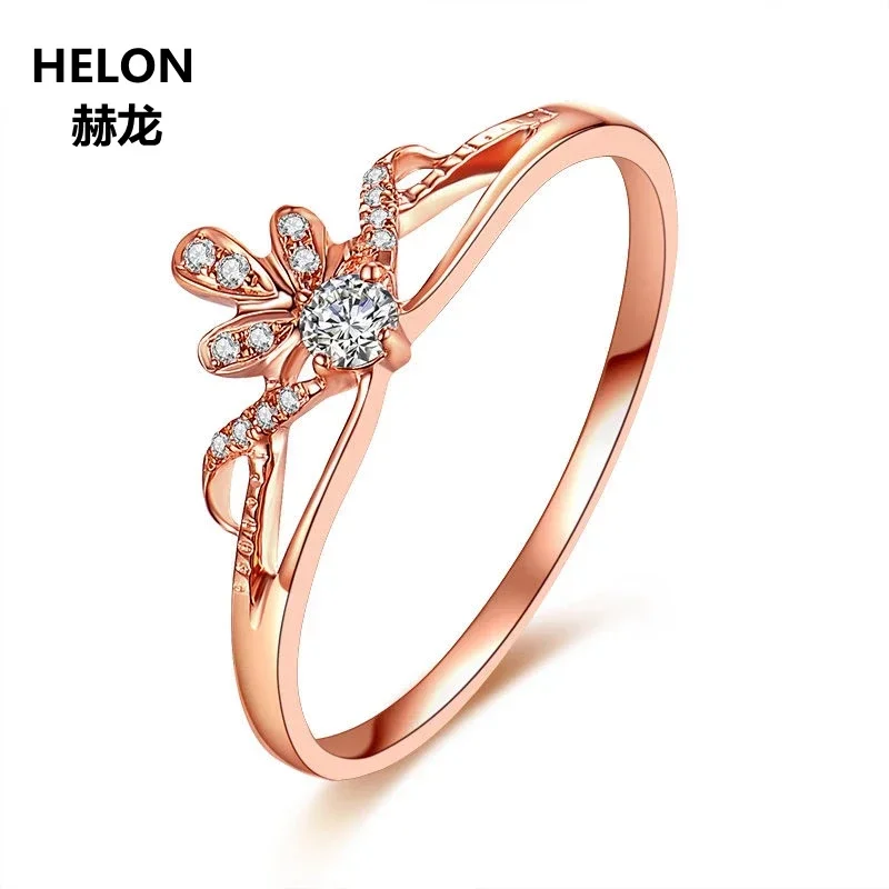 Solid 14k Rose Gold Natural Diamonds Engagement Ring for Women Anniversary Wedding Band Fine Jewelry Gift Party Jewelry