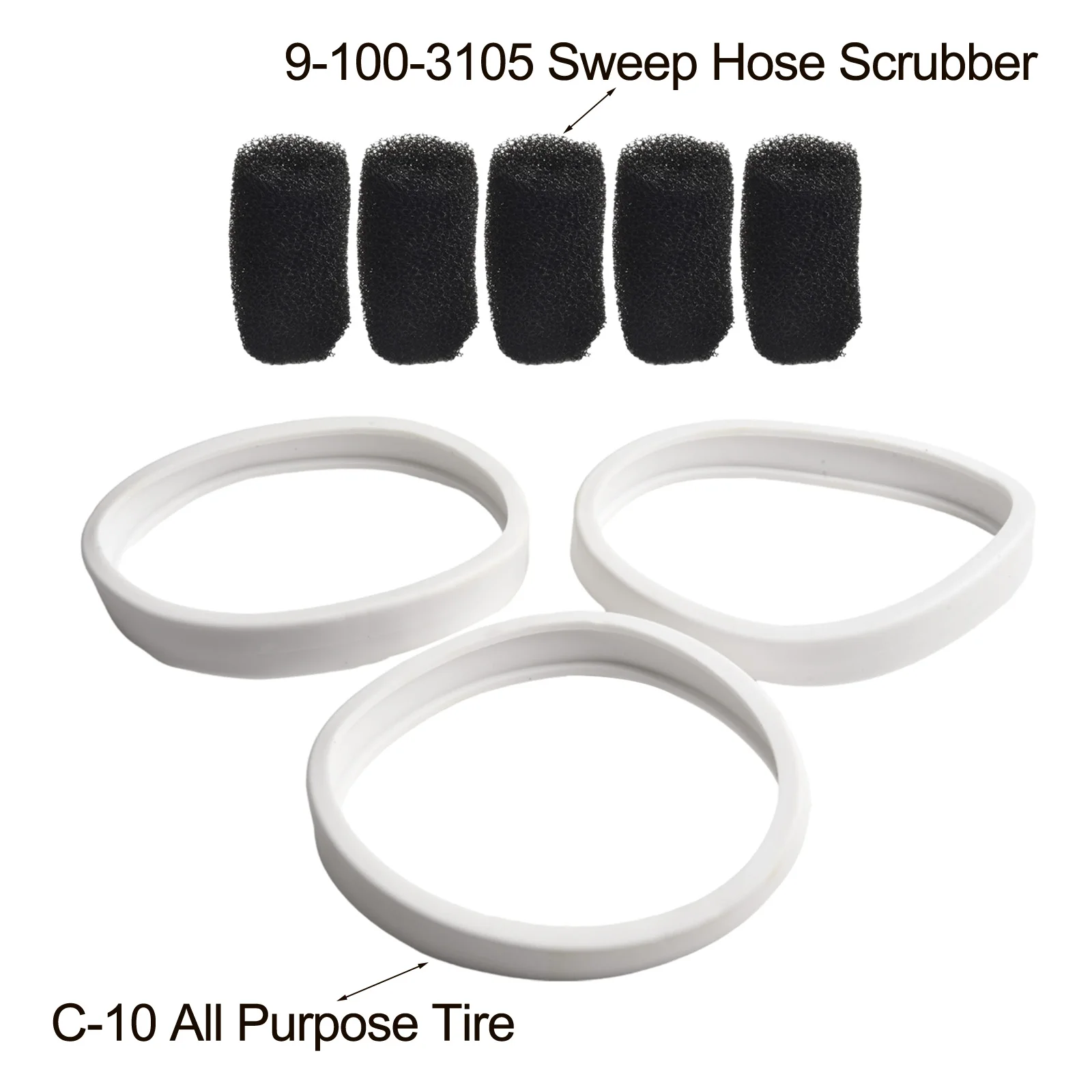 Pool Cleaner Parts Kit for Polaris Featuring K13 K16 Replacement Bags C10 Tires and Hose Scrubbers for 180 to 3900 Sport Models