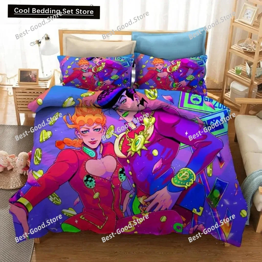 3D Print Anime JoJo Bizarre Adventure Jotaro Kujo Bedding Set Boys Girls Twin Queen Size Duvet Cover Pillowcase Bed Kids Adult