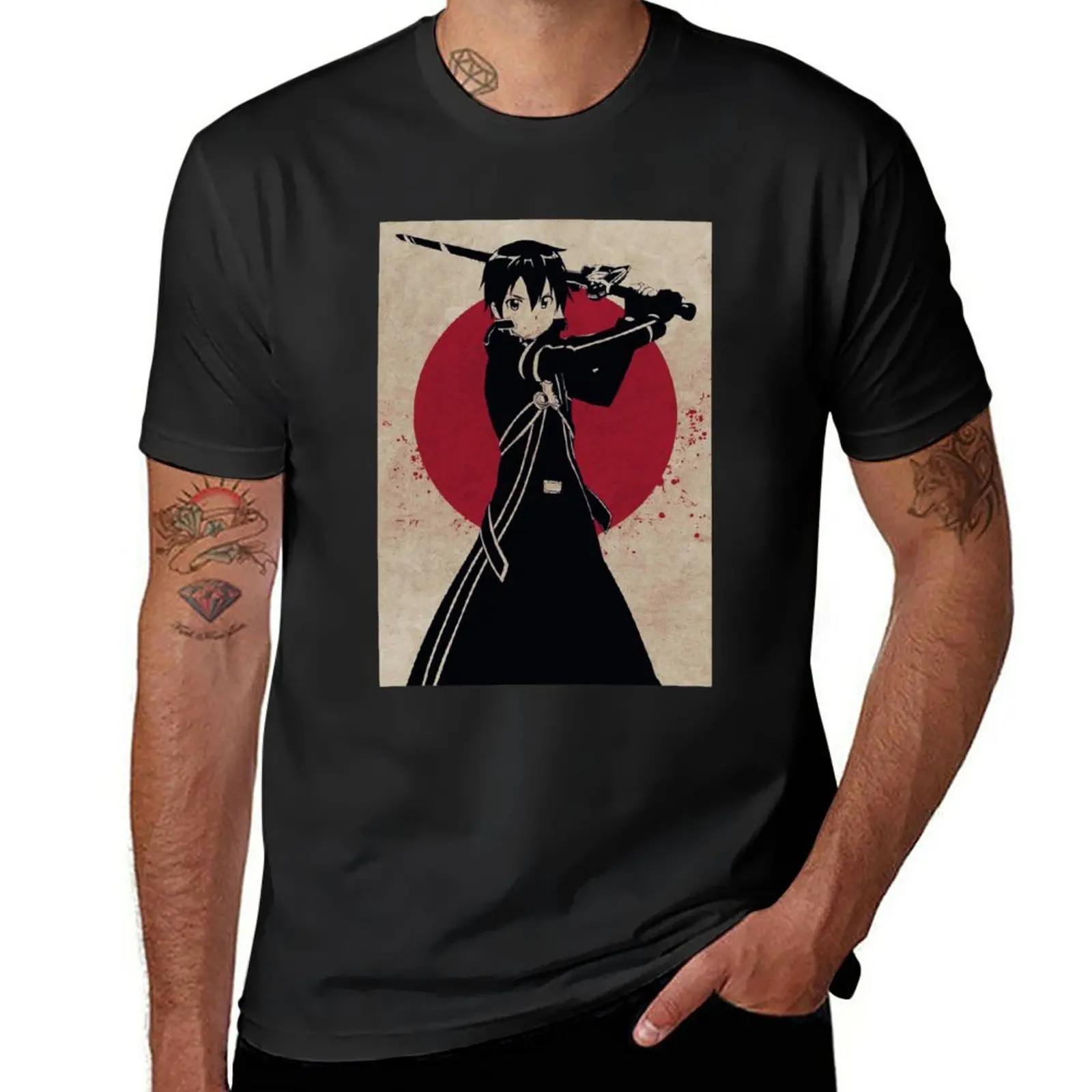 

New Sword Art Online Kirito Retro Blood Moon - Tshirt T-Shirt quick drying shirt graphic t shirt mens t shirts