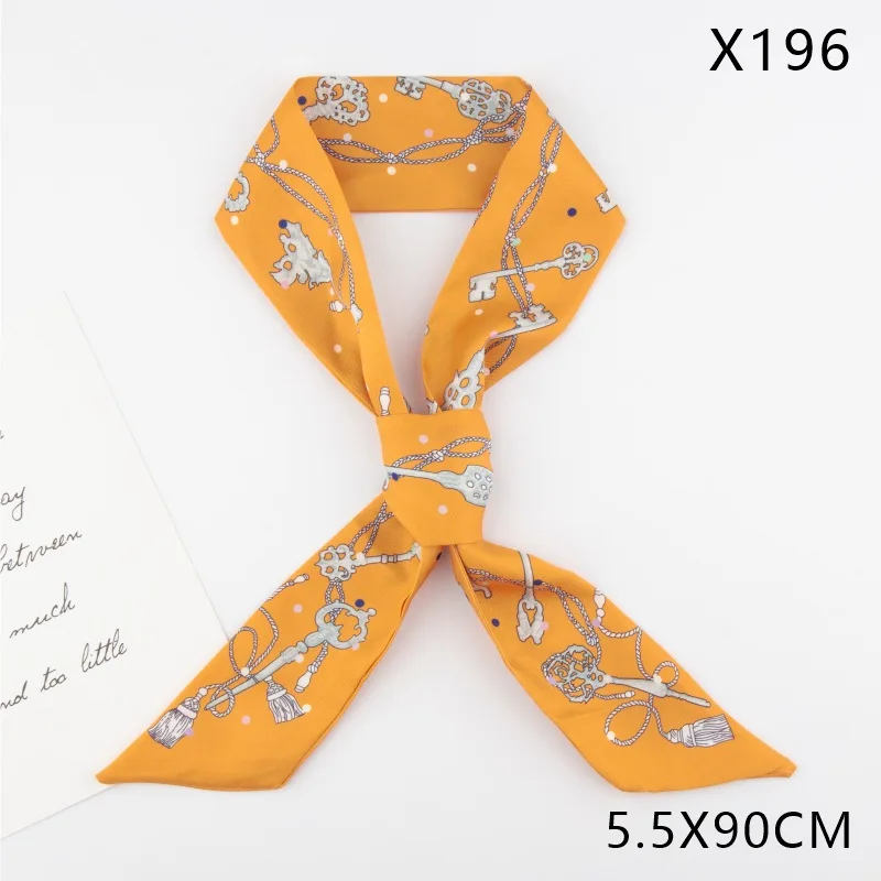 5*90cm Seidenschal Großhandel Gebunden Tasche Bogen Lange Vielseitige Streamer Twill Gebunden Haar frauen Band Haar zubehör Stirnband