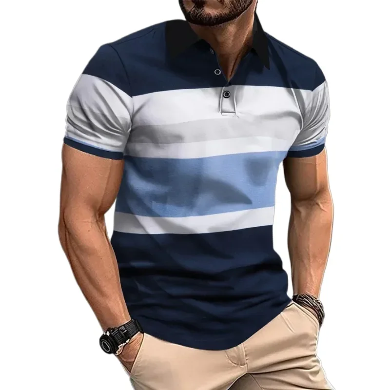 Mens Summer Fashion T-Shirts Lapel  Short-sleeved  Business Casual Polo Shirts Tee