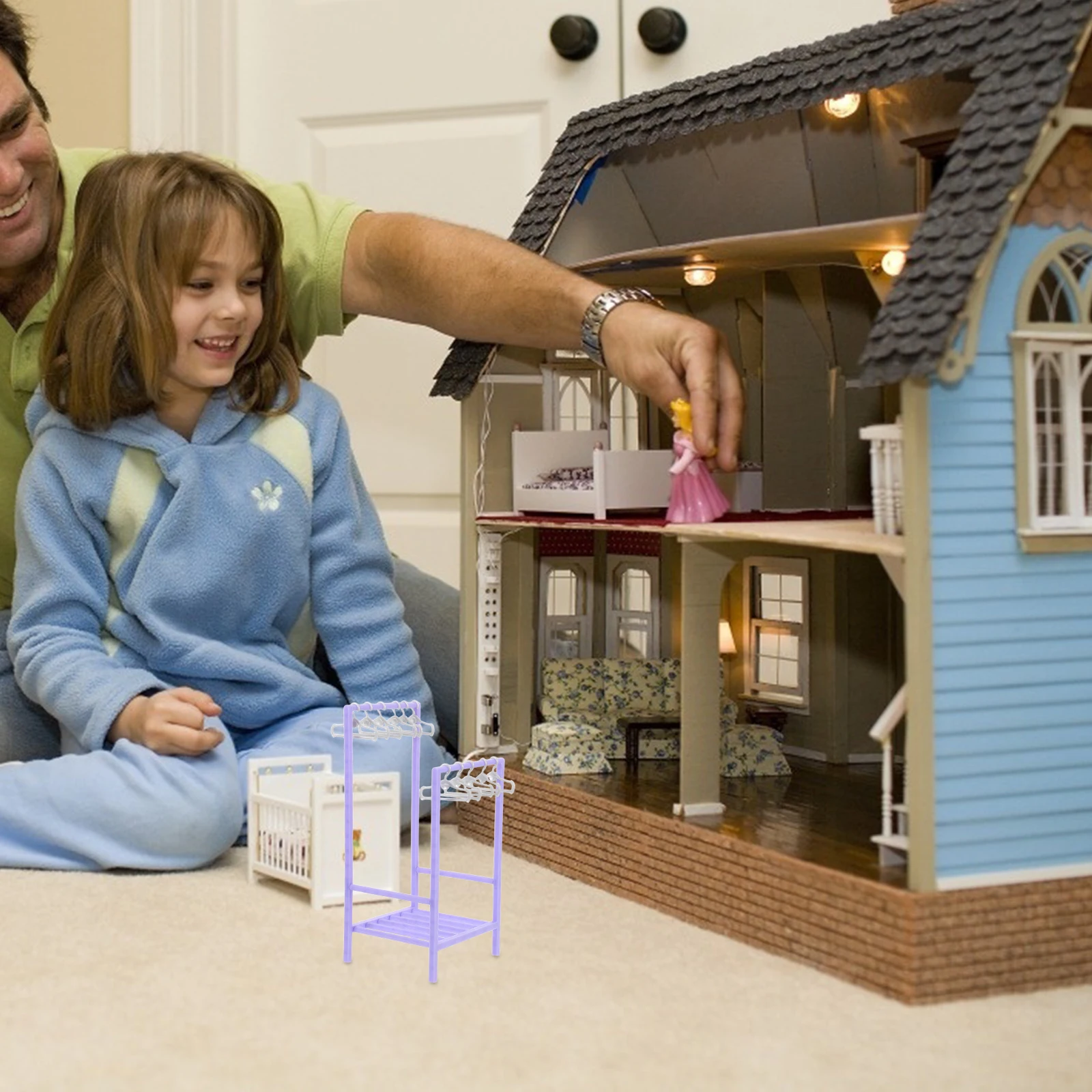 

1 set 1 Set Miniature Clothes Hangers For 30Cm Purple Realistic Dollhouse Wardrobe Organizer Durable Plastic Mini Garment Rack