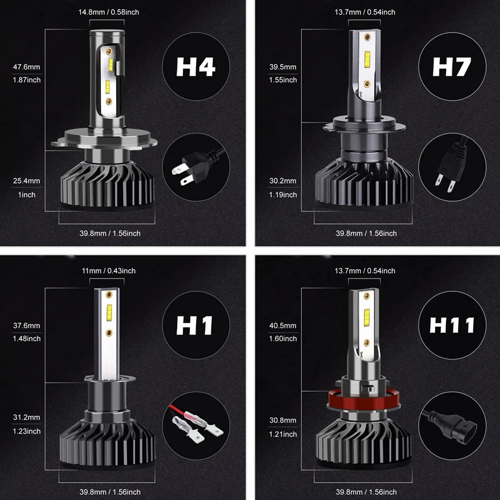 

H4 H7 H11 9005 9006 LED Headlight Bulbs Single Copper Tube Ultra Bright Car LED Headlights 120W 20000LM 3000K 4300K 6000K 8000K