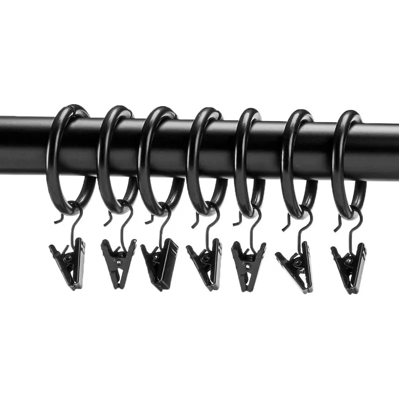 17 pcs 25mm Metal Curtain Hanger Rings, Bathroom Shower Panels, Easy Slide On Rod, Strong Clip Grip, Multipurpose view 6