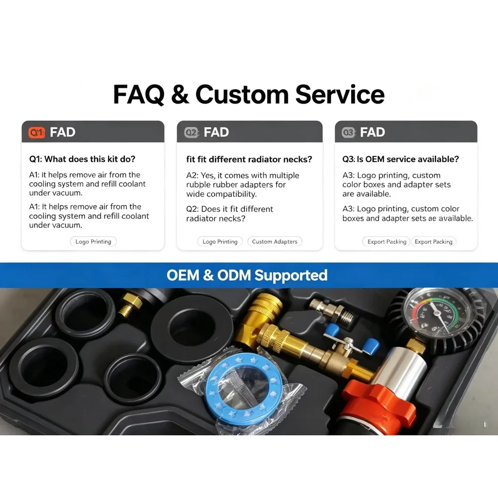 Coolant Vacuum Refill Kit Radiator Cooling System Tool Set With Hose Pressure Tester Auto Antifreeze Purge Filling Kit For Car