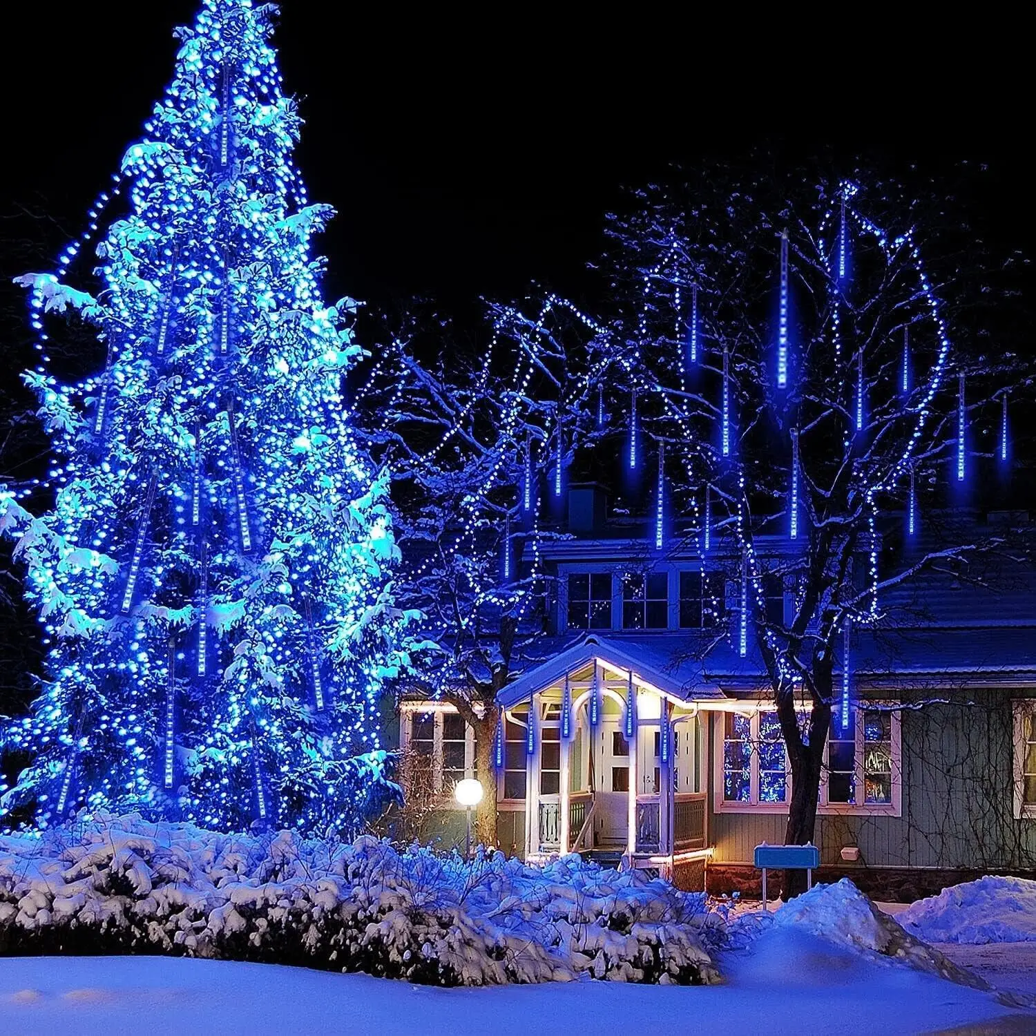 عيد الميلاد النيزك دش المطر ضوء في الهواء الطلق تساقط الثلوج ضوء 12 بوصة 8 أنابيب مناسبة لحفلات الزفاف شجرة عيد الميلاد