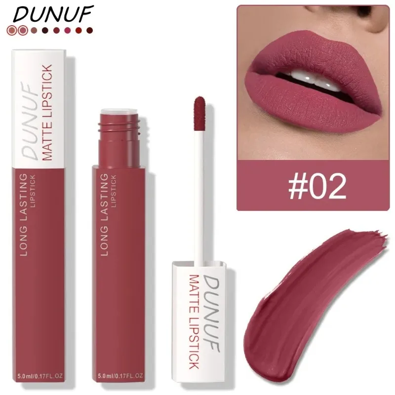 Matte Lippenstifte Nicht Klebend Roter Nude Wasserfester Langanhaltender Flüssiger Lipgloss Samt-Finish Verblassungsresistent Lip Tint Make-up – Detail 10