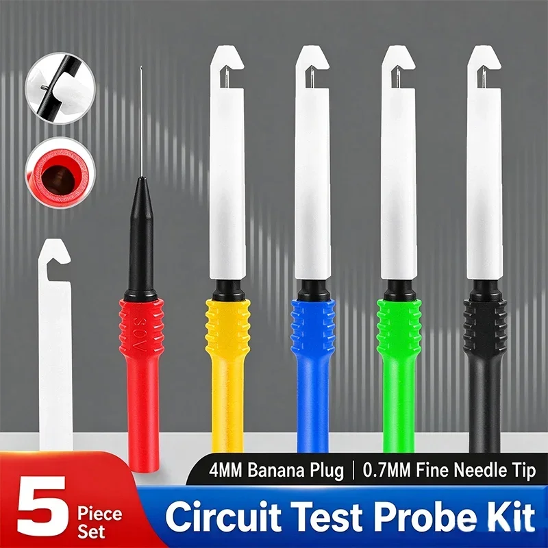 5PCS Back Probe Test Needle Multimeter Probe 4mm Banana Plug Socket Insulation Piercing Pin for Automotive Electrician Testing