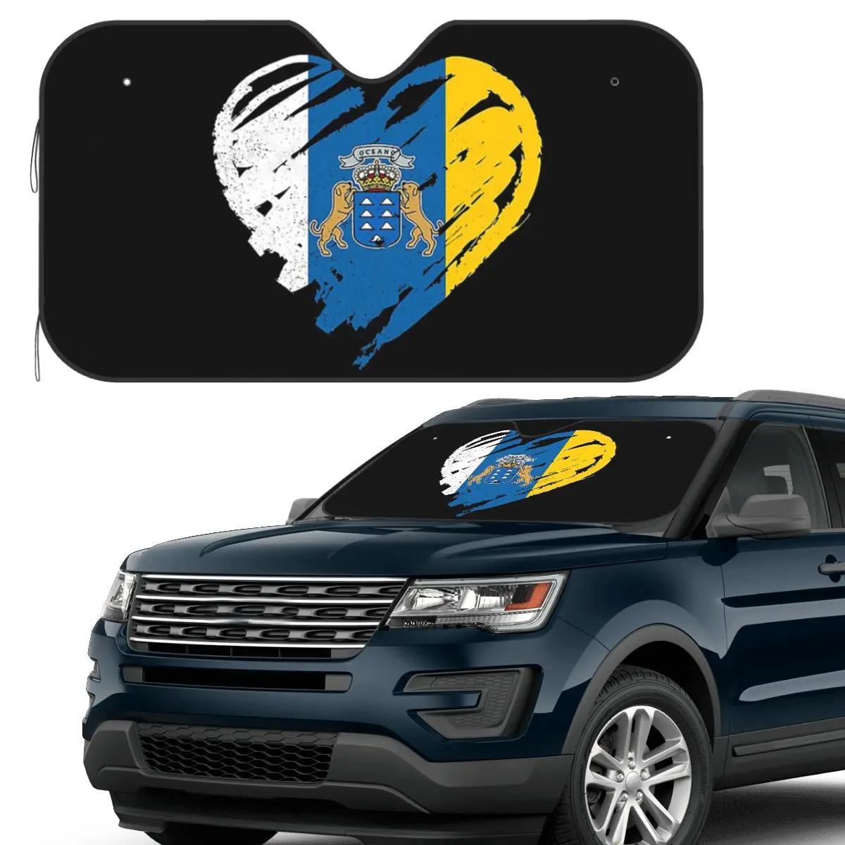 

Флаг Испании Океано Канарские острова Солнцезащитный козырек Лобовое стекло автомобиля Переднее лобовое стекло Солнцезащитный козырек Аксессуары Чехлы