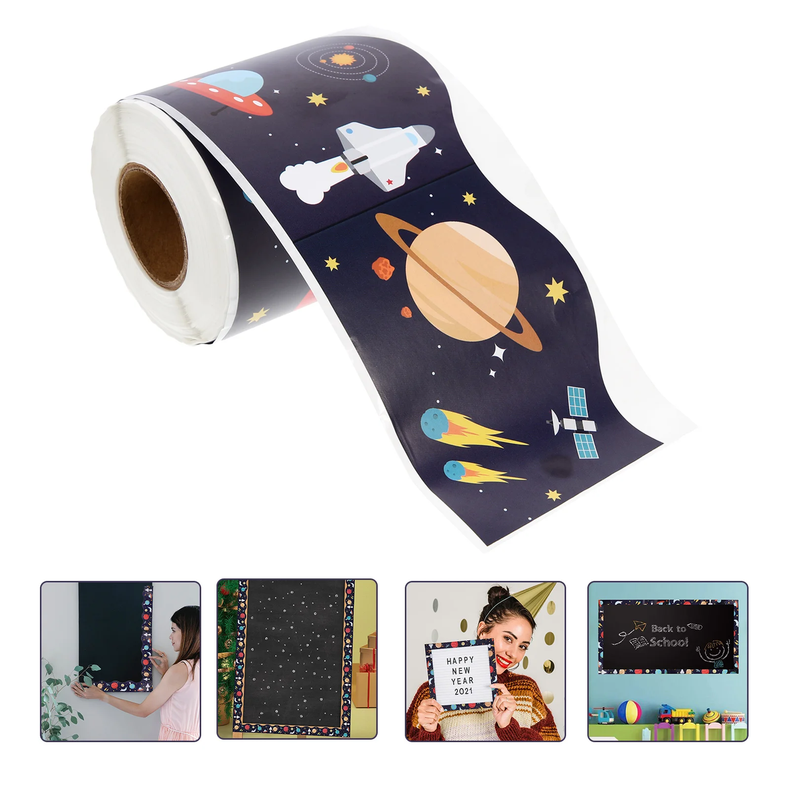 Bulletin Board Stickers Traight Borders Self- Adhesive White Decoration Decorative Wall Decal Space