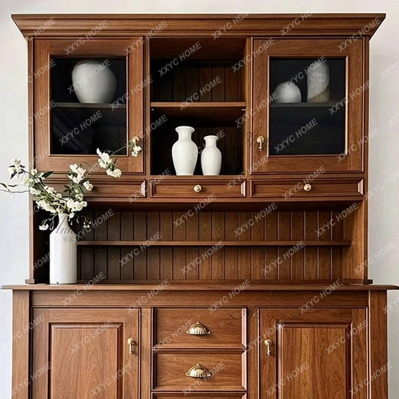 Vintage Walnut Sideboard Living Room  Distressed Storage Cabinet