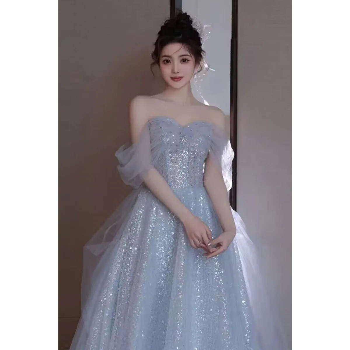 

Ele Evening Gown for Women Summer 2025 New Year Conference Ball Host Lightweight Luxury Dr Korean Sle High Waist