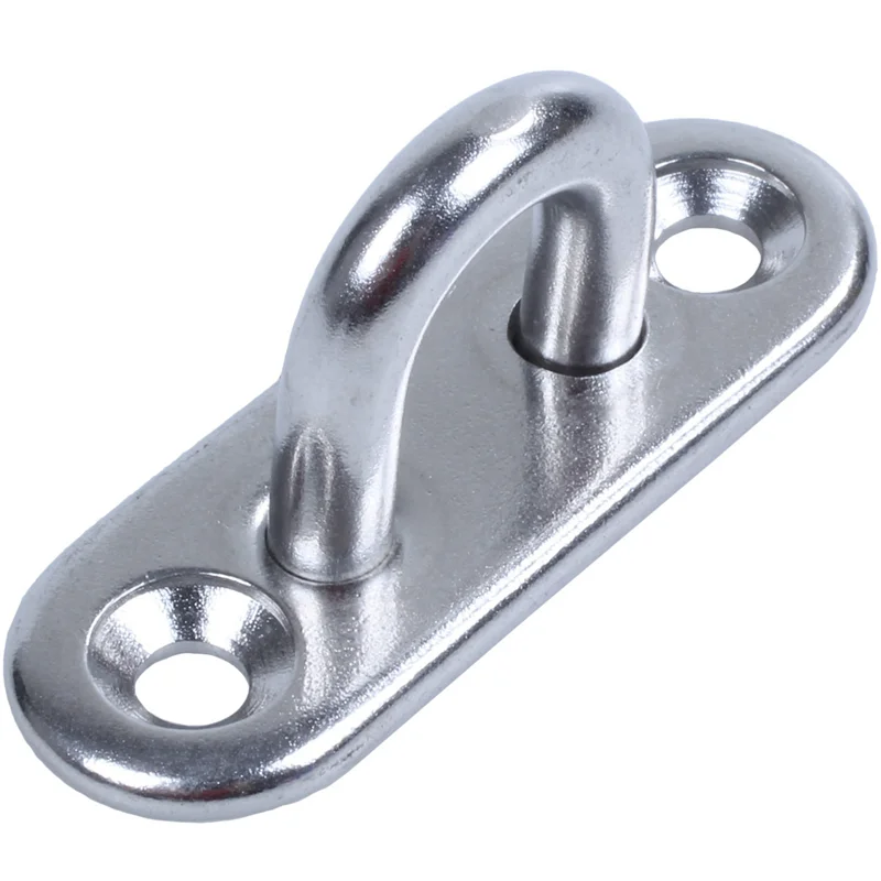 

【Rushed】40Pcs 5Mm 304 Stainless Steel Oblong Pad Eye Plate Staple Ring Hook