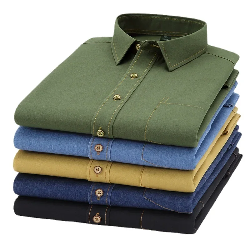 

Pop Spring And Autumn New Men's Shirts Loose Casual Versatile Denim Shirts Youth Fashion Hong Kong Style Pure Cotton Men's Cloth