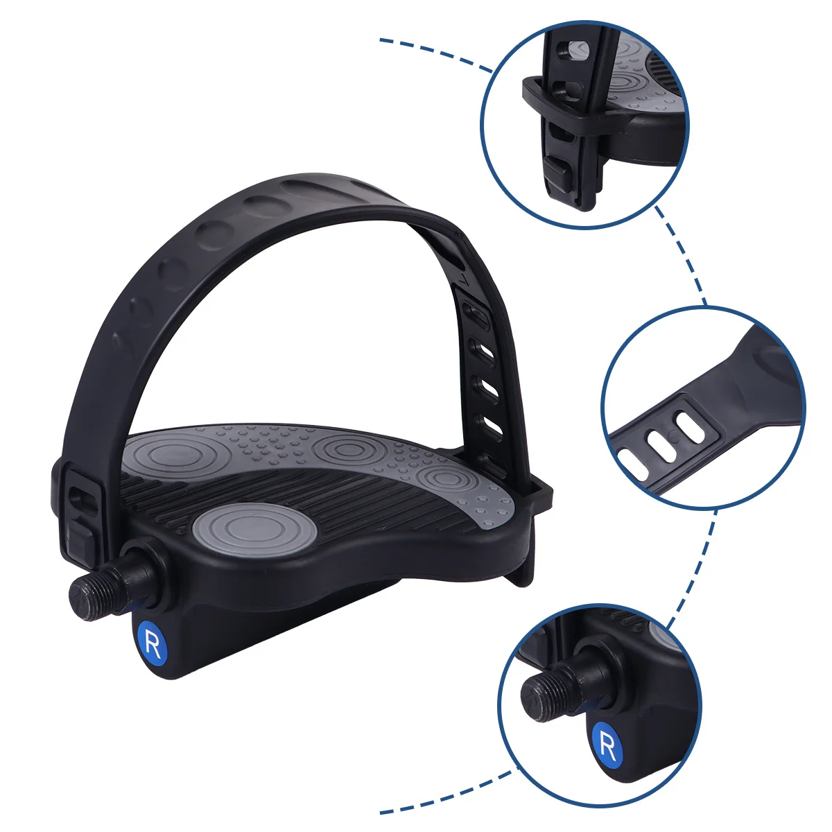 

1Pair Bike Pedals with Strap Customizable Fit Abrasion Resistant Material Efficient Power Transfer for Cycling